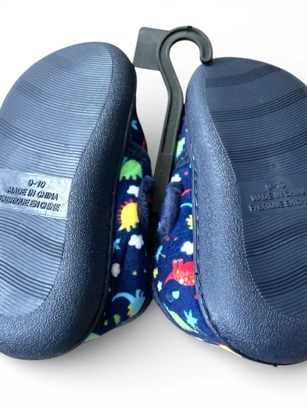 Kids Navy Dinosaur Slip-On house Shoes with a Strap size toddler 9-10